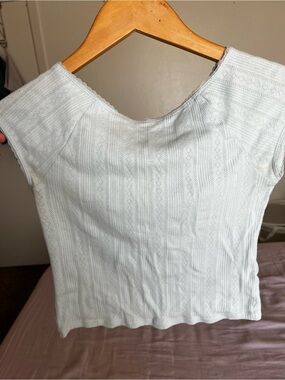 Urban Outfitters Light Blue Pointelle Crop Top